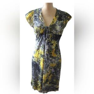 Joseph Ribkoff | Yellow and Grey Midi Dress | Size 12
